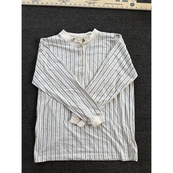 Erika Tops - Vintage Erika & Company Striped Henley Shirt Size Medium